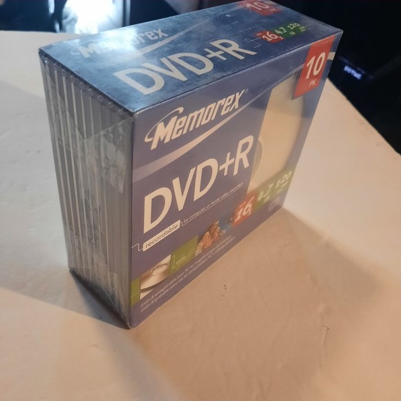 Memorex DVD+R 10 Pack With Slim Cases ~ Up To 16x 4.7 GB 120 min ~ NEW & SEALED - Picture 5 of 6